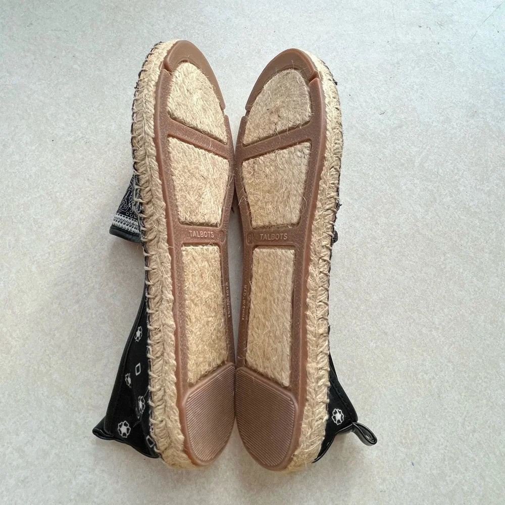 Talbots Izzy Sateen Black‎ Bandana Festival Espadrilles Sz. 6.5